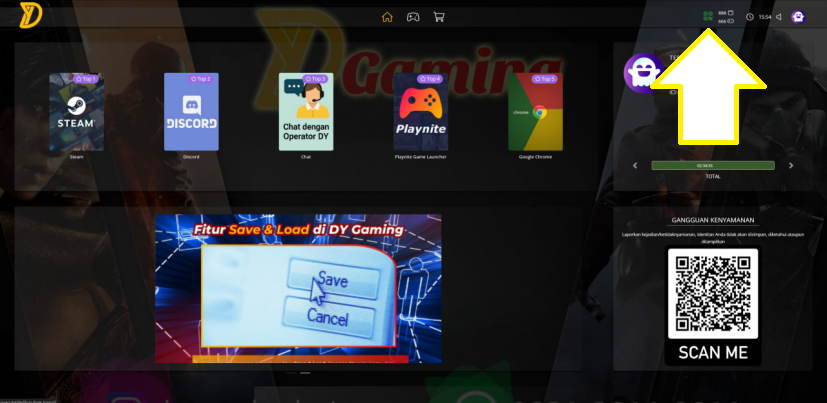 Tombol Top Up setelah login
